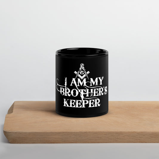 I Am My Brothers Keeper Masonic Black Glossy Mug