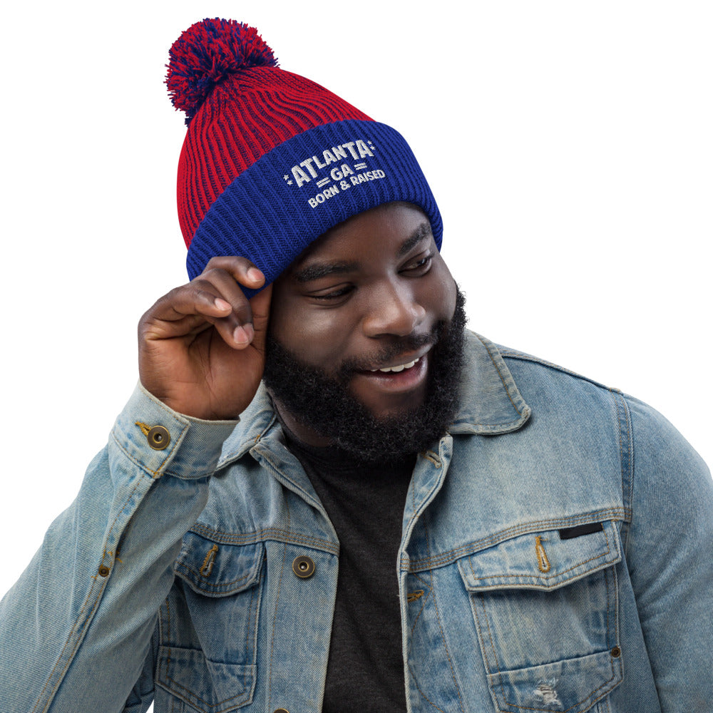 Atlanta GA Born and Raised Pom-Pom Beanie