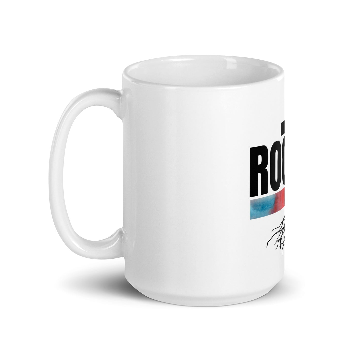 Rooted In Christ White glossy mug