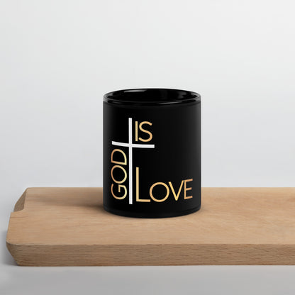 God Is Love Black Glossy Mug