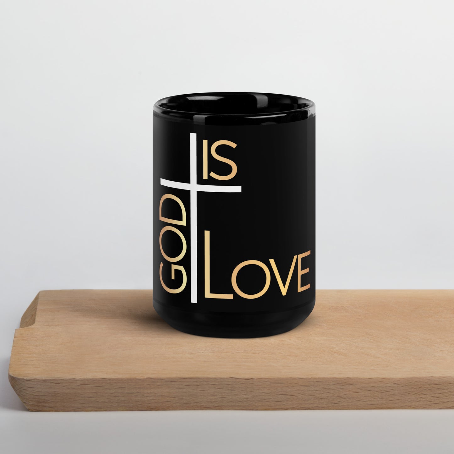 God Is Love Black Glossy Mug