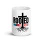 Rooted In Christ White glossy mug